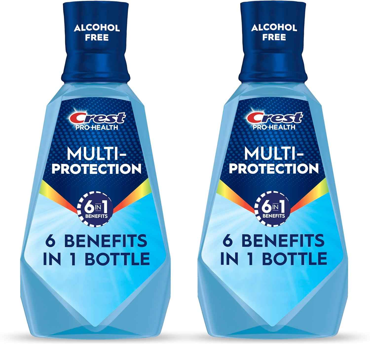 Crest Mouthwash Pro Health Multi-Protection, 1L, 2 Pack, 6-in-1 Benefits, Alcohol Free, Enamel Repair, Breath Freshener, Anti Cavity, Fluoride mouthwash, Bad Breath Treatment for Adults, Contains CPC