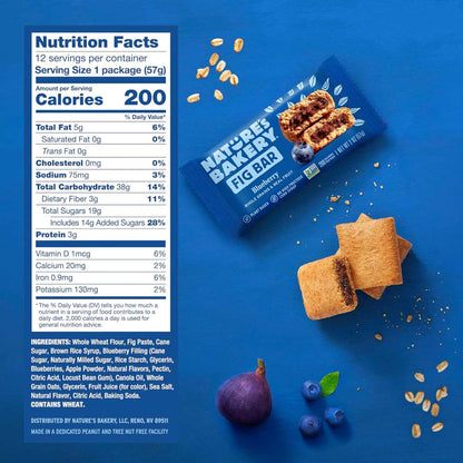 Nature's Bakery Whole Wheat Fig Bars, Real Fruit, Vegan, Non-GMO, Snack bar