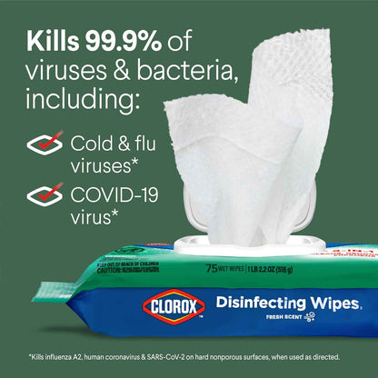 Clorox Disinfecting Wipes Flex Pack, Bleach Free, 75 Count