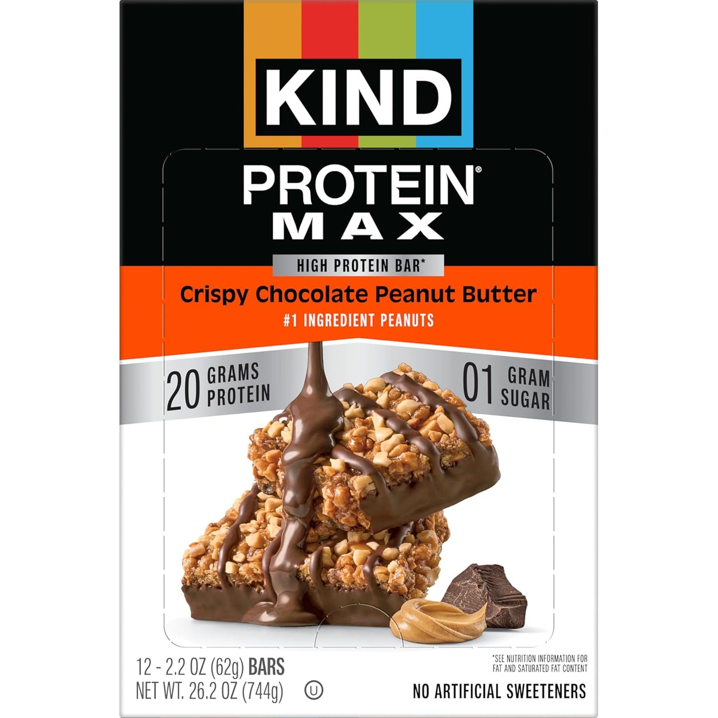 KIND_Protein_MAX_Crispy_Chocolate_Peanut_Butter_Snack_Bars,_20g_of_Protein,_Keto_Friendly,_1g_of_Sugar_Per_Bar,_Gluten_Free,_12_Count_Box