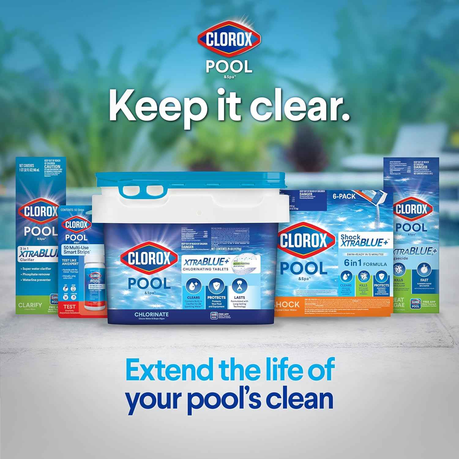 Clorox® Pool&Spa™ Shock XTRABLUE® Plus, Kills Bacteria & Algae in Swimming Pools, Swim-Ready in 15 Minutes