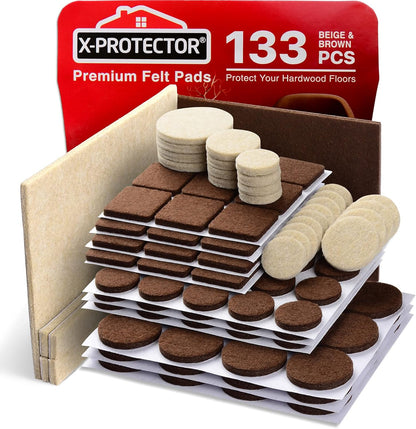 Felt_Furniture_Pads_X-PROTECTOR_133_PCS_Premium_Furniture_Pads_-_Felt_Pads_Furniture_Feet_Best_Wood_Floor_Protectors_-_Protect_Your_Hardwood_&_Laminate_Flooring!_Brown_and_Beige