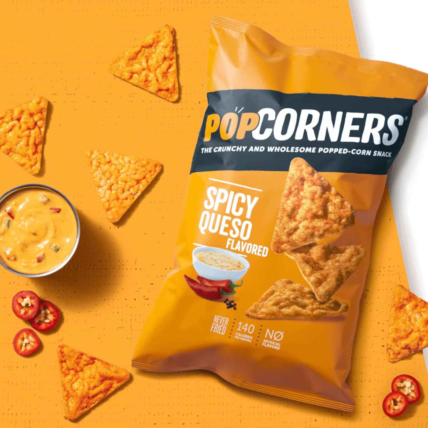 PopCorners Popped Corn Snack Chips, Spicy Queso, 5 Oz