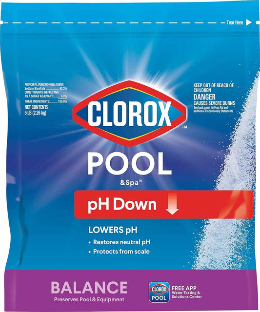 Clorox® Pool&Spa™ Swimming Pool pH Down, Lowers pH, Protects Against Eye and Skin Irritation, 5LB (Pack of 1)