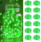 btfarm 12 Pack Fairy Lights Battery Operated, 7FT 20 LED Mini String Lights Waterproof Silver Wire for Mason Jars Centerpiece Table Crafts Bedroom Christmas Decoration, Warm White