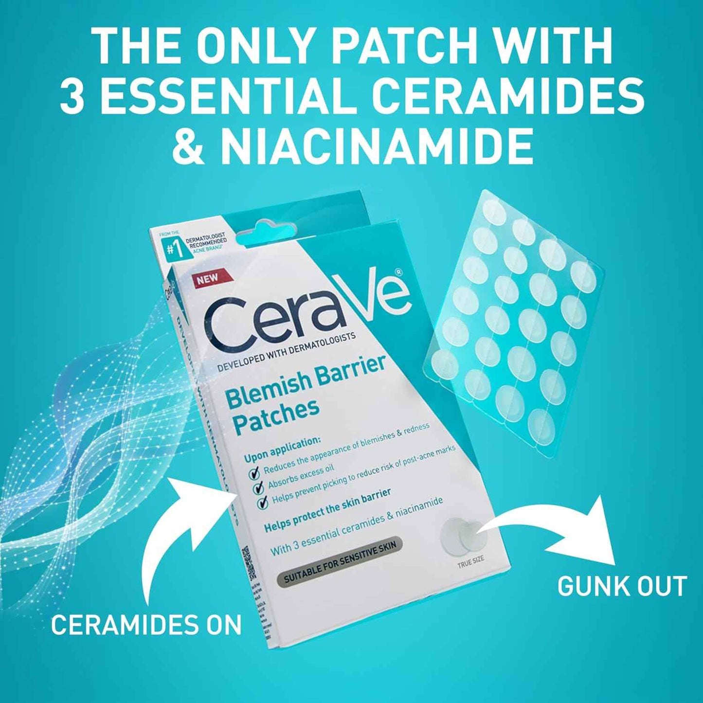 CeraVe Blemish Barrier Patches for Acne-Prone & Sensitive Skin, Hydrocolloid Pimple Patches with Ceramides & Niacinamide, Ultra-Thin, Oil-Absorbing, Blends with All Skin Tones, Allergy-Tested