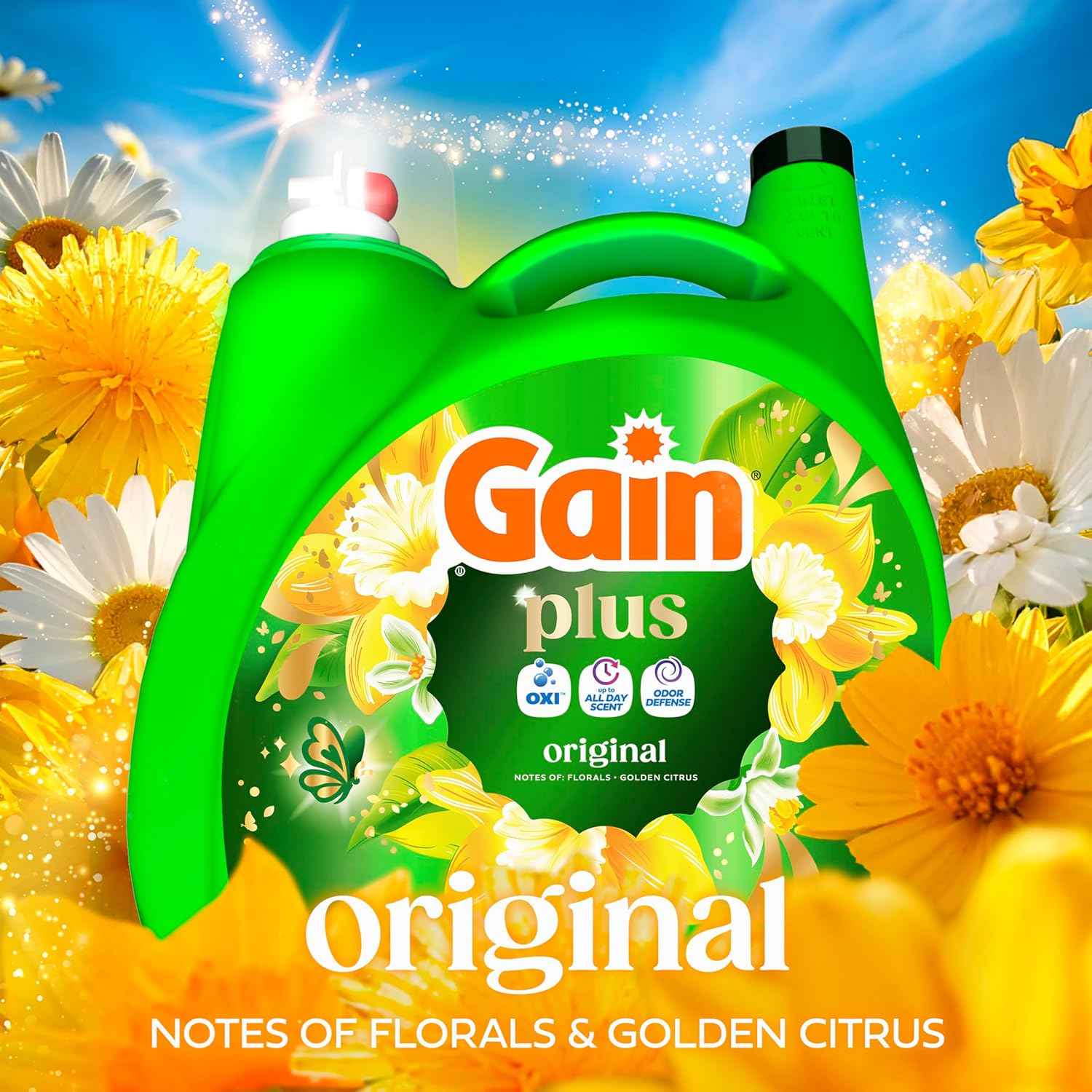 Gain Plus Liquid Laundry Detergent, Cleaner, Fresher, Now with Oxi, Original Scent