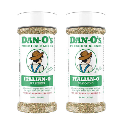 Dan-O's, 1.7 oz Bottle, 2 Pack, for Pasta, Pizza, Salad, Veggies and More, Sugar Free, Zero Calorie, Use this Spice Blend to Craft Meatballs or Pasta Sauce
