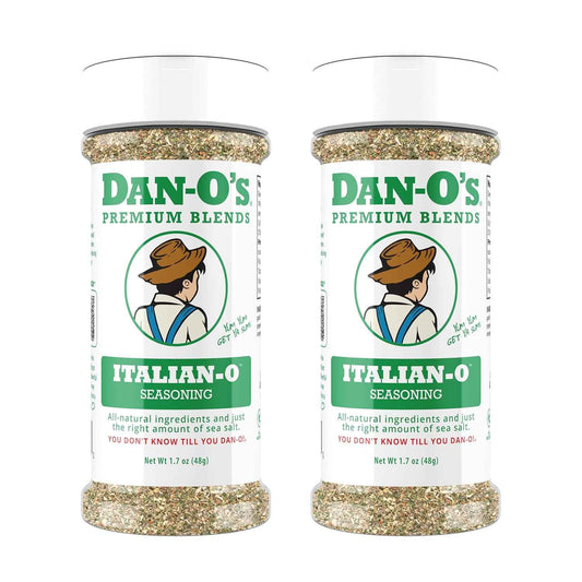 Dan-O's, 1.7 oz Bottle, 2 Pack, for Pasta, Pizza, Salad, Veggies and More, Sugar Free, Zero Calorie, Use this Spice Blend to Craft Meatballs or Pasta Sauce