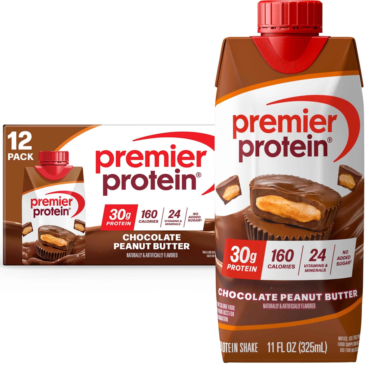 Premier Protein Shake, 30g Protein, No Added Sugar, 24 Vitamins & Minerals to Support Immune Health, Gluten-Free, 11 fl oz