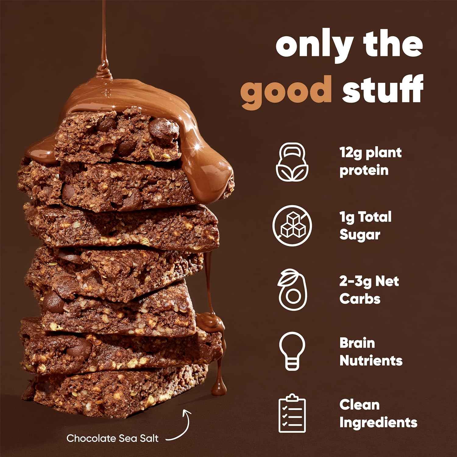 IQBAR Clean Plant Protein Bars - Keto, Vegan, High Fiber, Gluten and Dairy Free, Low Sugar Snack - Brain and Body Nutrients for Focus, Energy, Meal Replacement