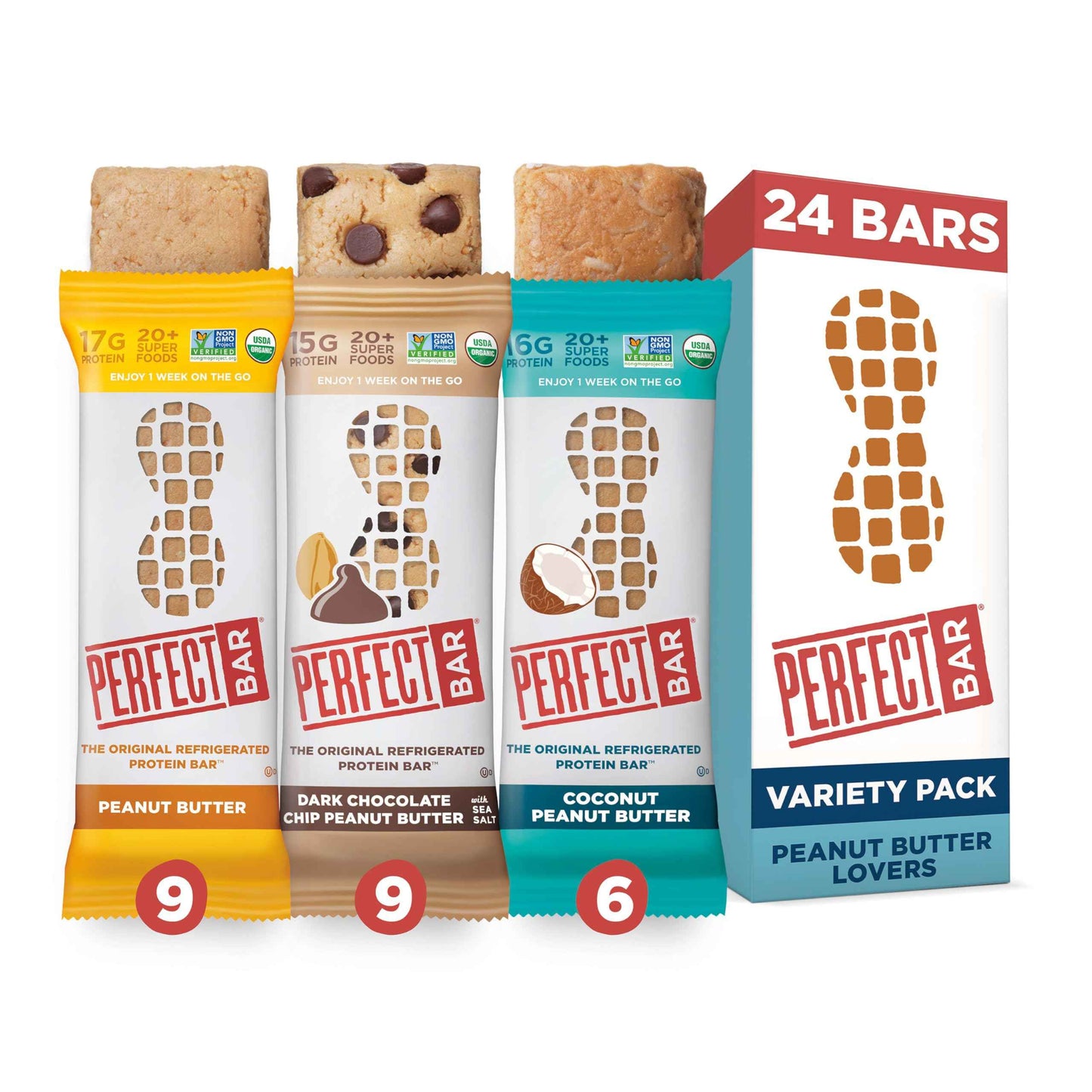 Perfect Bar Protein Bars, Gluten Free, Made with Organic Honey, Cookie Dough Texture, Refrigerated
