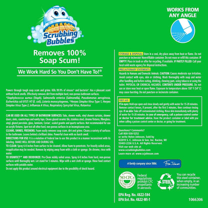 Scrubbing Bubbles Bathroom and Shower Cleaner Disinfectant Aerosol, Foaming Action Bathroom Grime Fighter