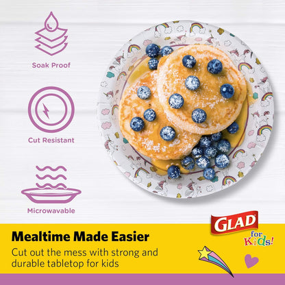 Glad_for_Kids_Unicorn_Theme_Disposable_Paper_Plates,_Heavy-Duty_Soak-Proof_Round_Plates_for_Kids_Birthdays,_Parties,_and_Everyday_Meals,_Microwave_Safe,_8.5_Inch,_20_Count