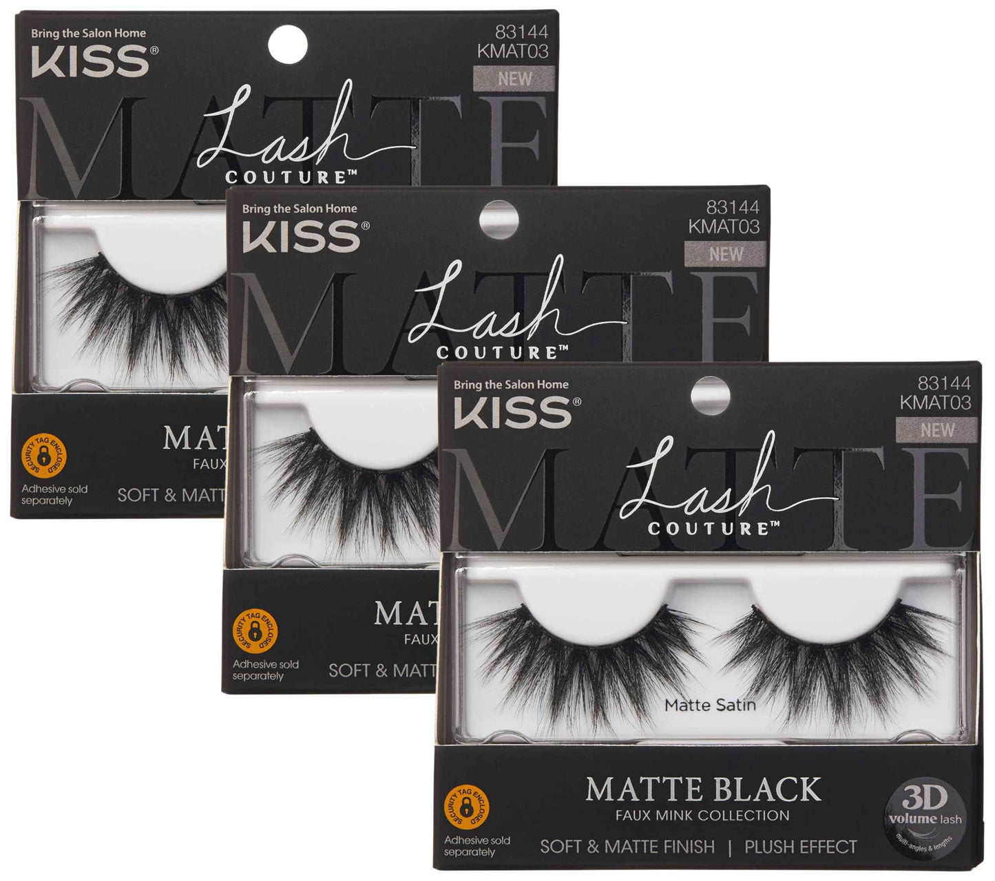 KISS Matte Black, False Eyelashes, 16mm, Includes 1 Pair Of Lash, Easy to Apply, Reusable Lash Clusters