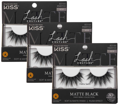 KISS Matte Black, False Eyelashes, 16mm, Includes 1 Pair Of Lash, Easy to Apply, Reusable Lash Clusters