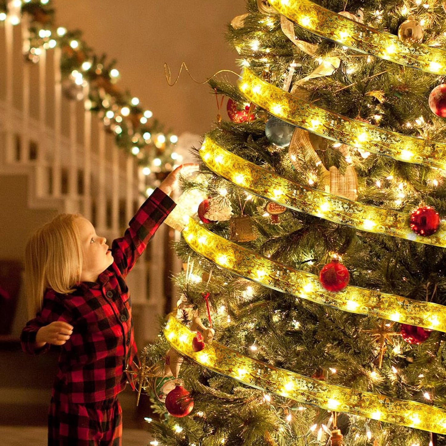 Dailyart_Christmas_Ribbon_Fairy_Lights_2_Pack_Total_100LED_USB&_Battery_Operated_String_Lights_Timer_46FT_Christmas_Lights_Indoor_with_8_Modes_Fairy_Lights_with_Remote_for_Xmas_Tree_Garland_Decoration