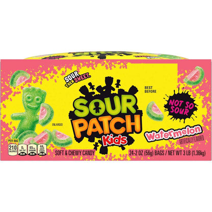 SOUR PATCH KIDS Watermelon Soft & Chewy Candy, Bulk Candy, 24 - 2 oz Bags