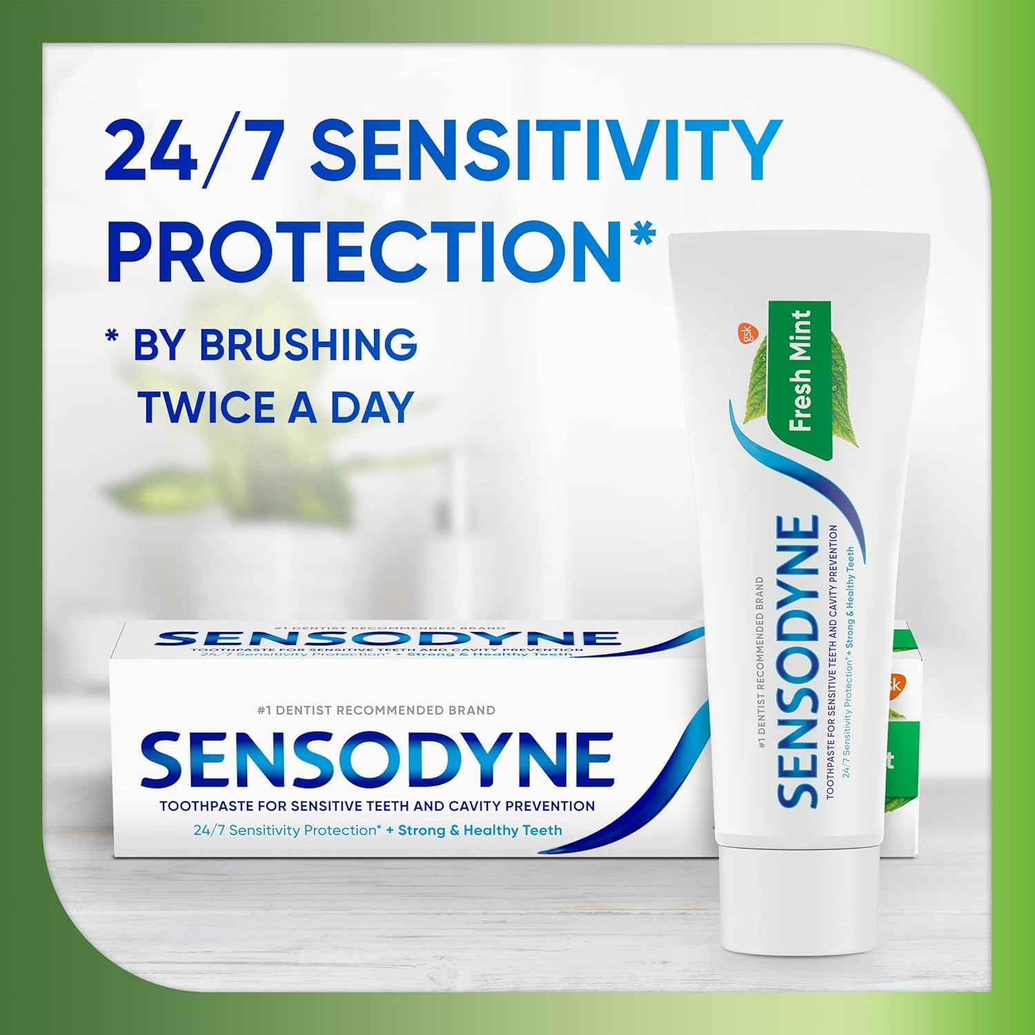 Sensodyne Fresh Mint Sensitive Toothpaste, ADA Accepted Toothpaste for Cavity Prevention and Sensitive Teeth Treatment - 4 Ounces (Pack of 2)