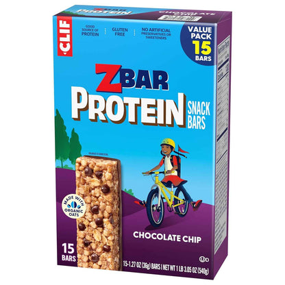 Zbar Protein - Chocolate Chip - Crispy Snack Bars - Made with Organic Oats - Non-GMO - 5g Protein - Gluten Free Protein Bars (15 Pack)
