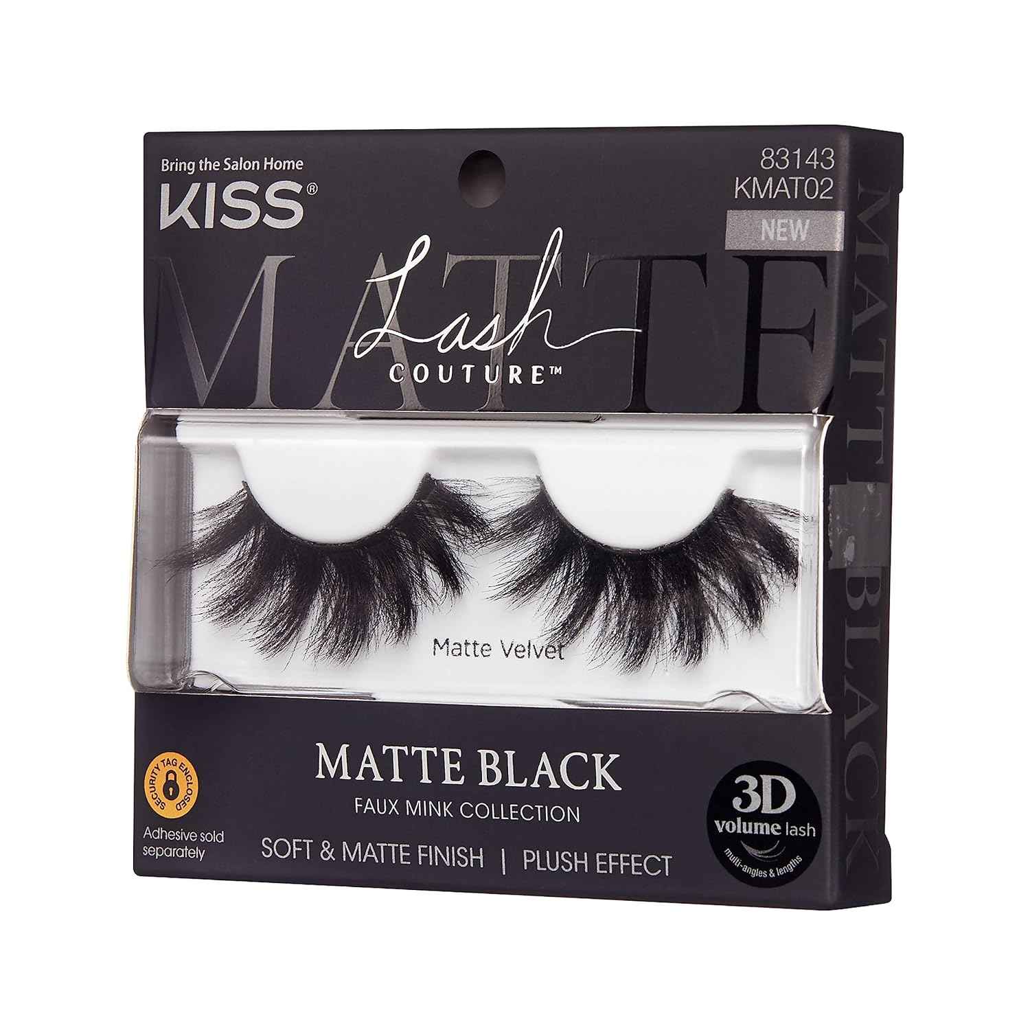 KISS Matte Black, False Eyelashes, 16mm, Includes 1 Pair Of Lash, Easy to Apply, Reusable Lash Clusters