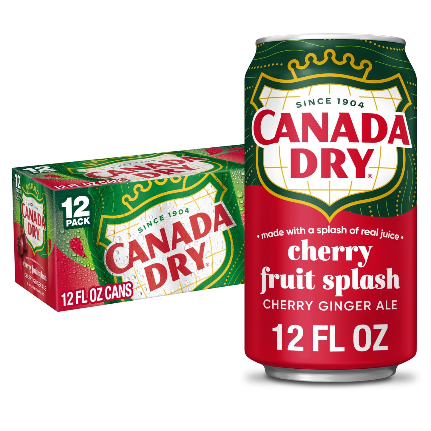 Canada Dry Cherry Gingerale Fruit Splash 12oz, Pack of 12
