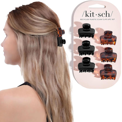 Kitsch_Small_Hair_Clips_for_Women_-_Stays_In_Place_Without_Pulling_or_Snagging_|_Durable_Plastic,_Sturdy_Small_Claw_Clips_|_Ideal_Gifts_for_Women_-_Black_&_Tortoise,_6_Pcs