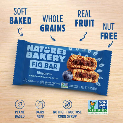 Nature's Bakery Whole Wheat Fig Bars, Real Fruit, Vegan, Non-GMO, Snack bar