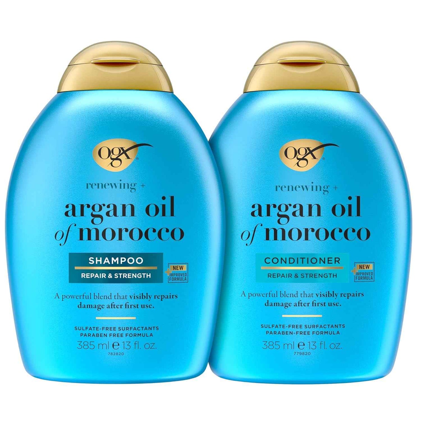 OGX Renewing + Argan Oil of Morocco Shampoo & Conditioner Set, Damage Repairing Shampoo & Conditioner Helps Strengthen & Repair Dry, Damaged Hair, Sulfate-Free Surfactants