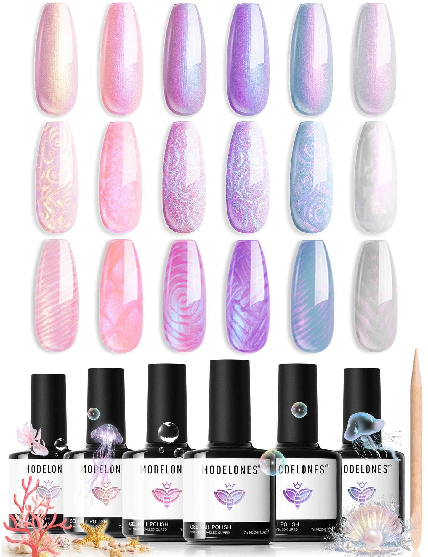 modelones French Cat Eye Magnet Set, Scissor-Shaped Nail Magnet Tool, 2 IN One Cateye Nail Magnet for French Effect, Hole&Bunny-Shaped&Heart Magnet for Cat Eye Gel Polish DIY Easter's Nail Salon
