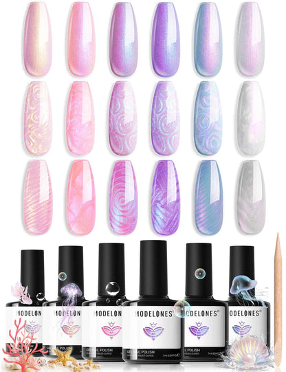 modelones French Cat Eye Magnet Set, Scissor-Shaped Nail Magnet Tool, 2 IN One Cateye Nail Magnet for French Effect, Hole&Bunny-Shaped&Heart Magnet for Cat Eye Gel Polish DIY Easter's Nail Salon