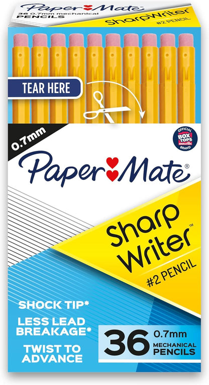 Paper_Mate_SharpWriter_Mechanical_Pencils_|_0.7_mm_#2_Pencil_|_Pencils_for_School_Supplies,_Yellow,_36_Count