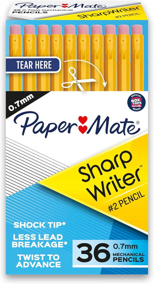 Paper_Mate_SharpWriter_Mechanical_Pencils_|_0.7_mm_#2_Pencil_|_Pencils_for_School_Supplies,_Yellow,_36_Count