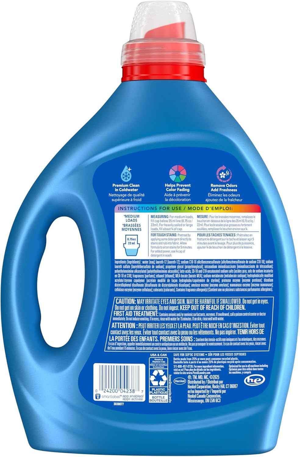 Persil Intense Fresh Everyday Clean Laundry Detergent Liquid, Ultra Concentrated Laundry Soap, Deep Cleaning & Lasting Freshness, All Water Temperatures, HE Safe