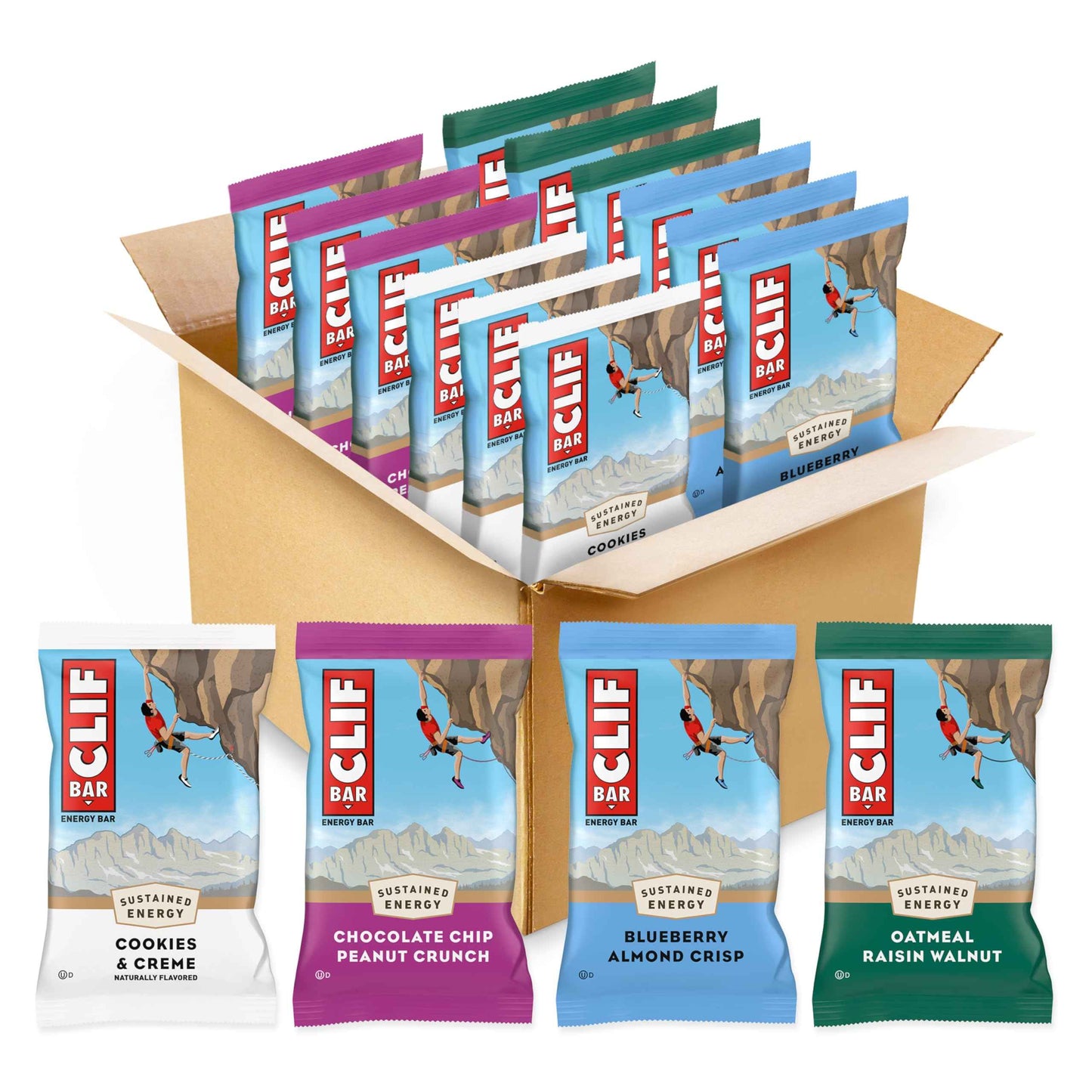 CLIF BAR - Energy Protein Bars - Variety Pack - 4 Flavors - Made with Organic Oats - Energy Bars - Non-GMO