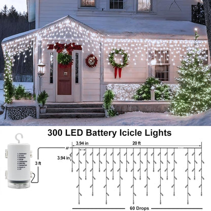 echosari_Christmas_Icicle_Lights_Battery_Powered,_20Ft_300_LED_Icicle_Lights_Dimmable_with_8_Modes_Timer_Remote_for_Eaves_Porch_Fence_Yard_Outdoor_Decor(Cool_White)