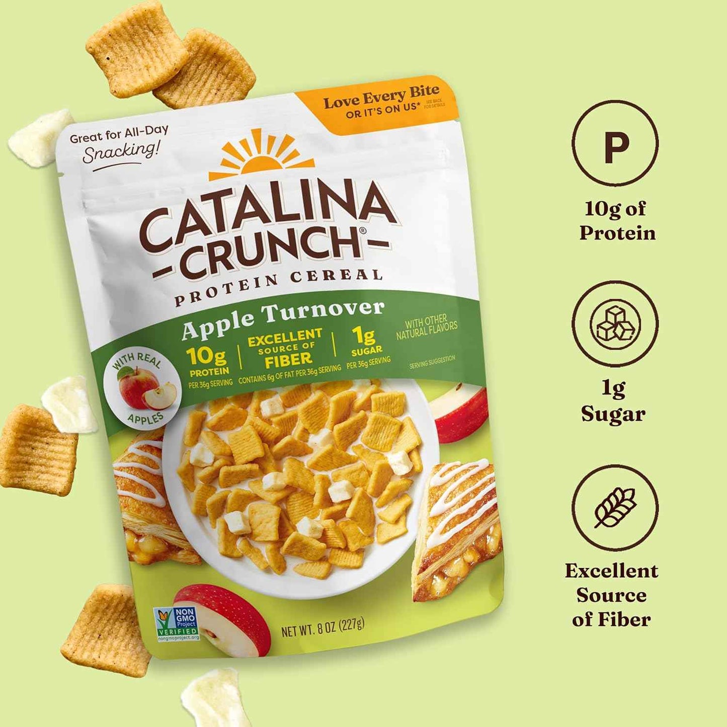 Catalina Crunch Protein Cereal - Breakfast Cereal with 10g of Protein, No Added Sugar - Gluten Free - Apple Turnover - 8 oz Bag