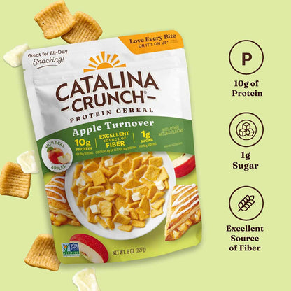 Catalina Crunch Protein Cereal - Breakfast Cereal with 10g of Protein, No Added Sugar - Gluten Free - Apple Turnover - 8 oz Bag