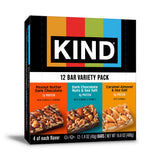 KIND Healthy Snacks Bars Variety Pack, Gluten Free, Low Sugar, High Fiber Snacks, Dark Chocolate Nuts & Sea Salt, Peanut Butter Dark Chocolate, Caramel Almond & Sea Salt, 6-7g Protein, 12 Count