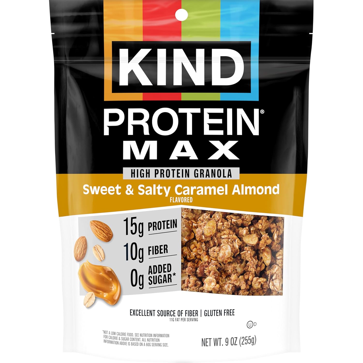 KIND_Protein_MAX_Granola,_Sweet_&_Salty_Caramel_Almond,_15g_Protein,_Low_Sugar_(4g_Total,_0g_Added),_Keto_Friendly,_Gluten_Free,_Non-GMO,_9oz