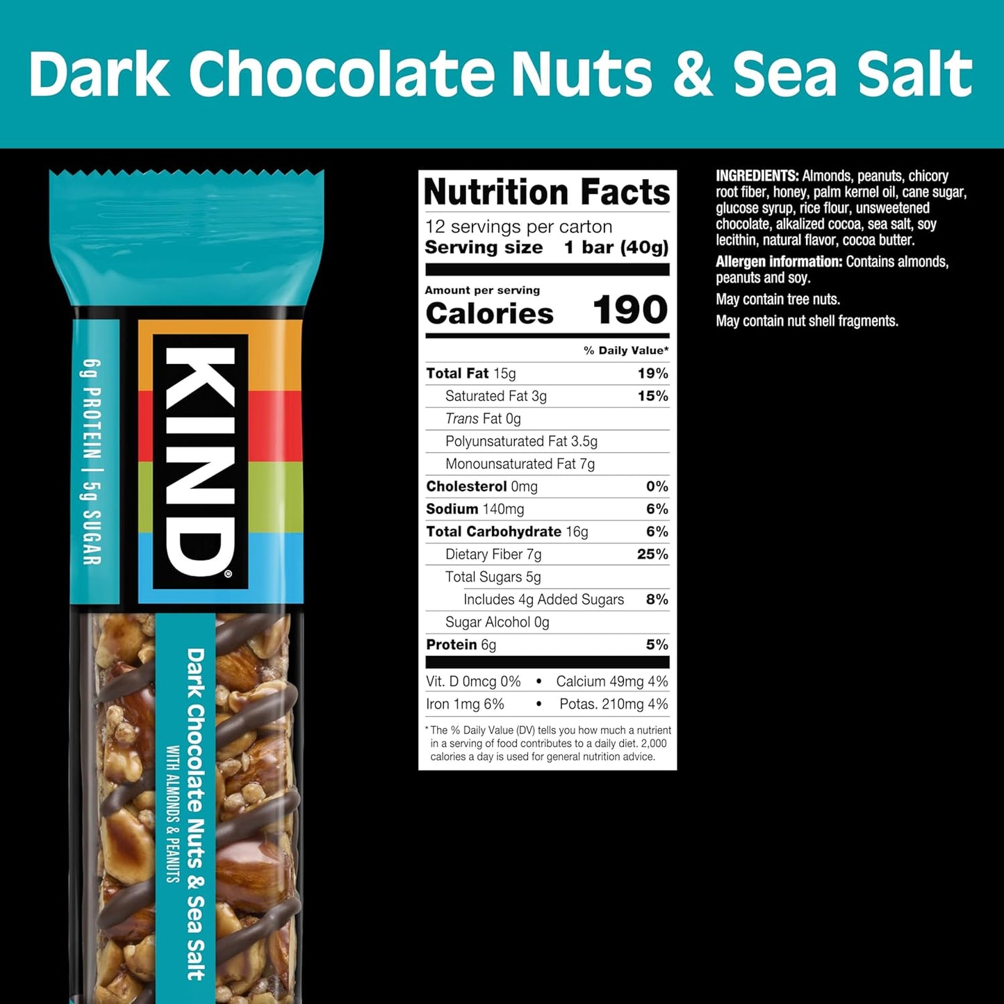 KIND_Healthy_Snacks_Bars,_Dark_Chocolate_Nuts_&_Sea_Salt,_Gluten_Free,_Low_Sugar,_High_Fiber_Snacks,_6g_Protein,_12_Count