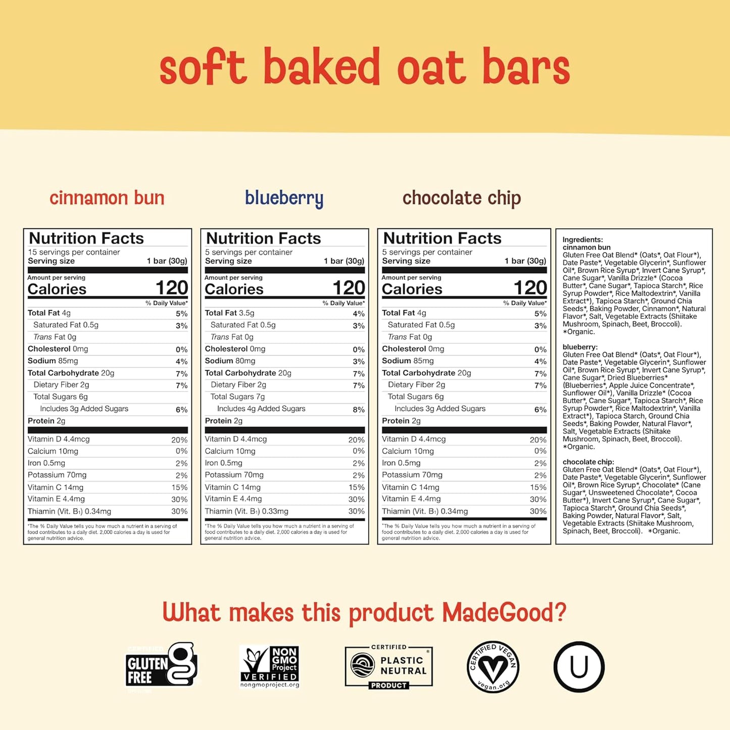 MadeGood Mornings Soft-Baked Oat Bars