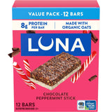 LUNA Bar - Chocolate Peppermint Stick Flavor - Gluten Free Snack Bars - Non-GMO - Protein Bars - Made with Organic Oats - Value Pack (12 Pack)