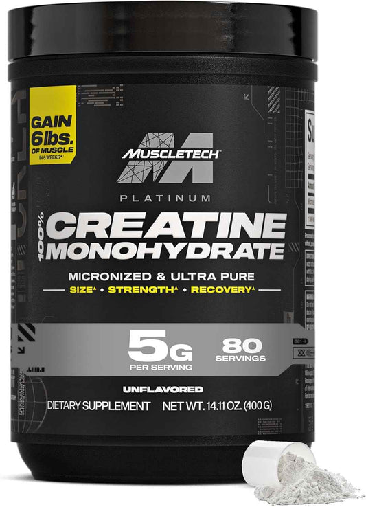 MuscleTech Creatine Monohydrate Powder, Platinum Pure - Micronized Creatine for Men & Women - Workout Supplements for Performance, Muscle Recovery & Builder