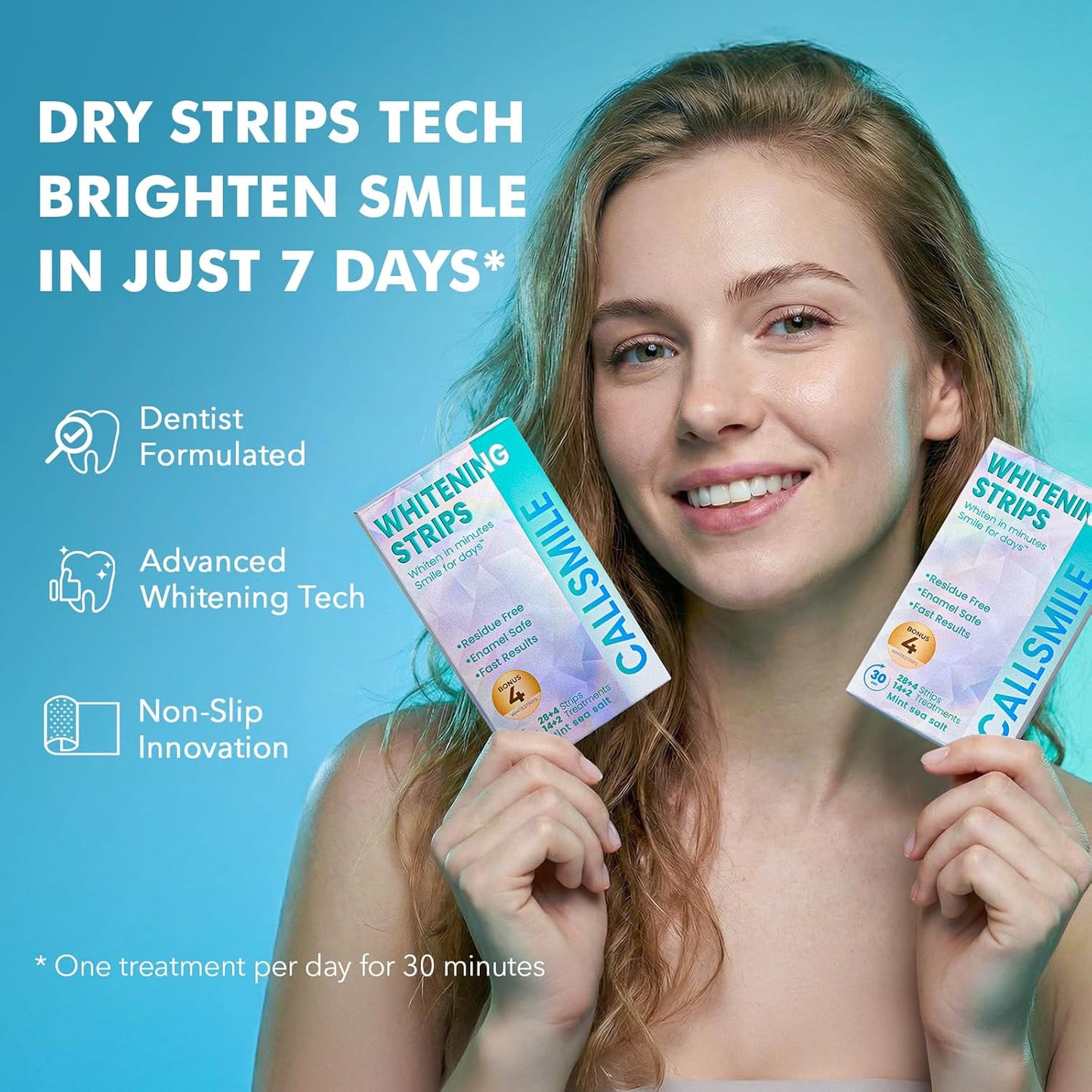 CALLSMILE_Whitening_Strips_for_Sensitive_Teeth:_16_Treatments_Gentle_Whitening_|_Enamel-Safe_|_Deep_Stains_Removal_|_Non-Slip_Dry_Strips_Daily_Oral_Care,_Mint_Sea_Salt