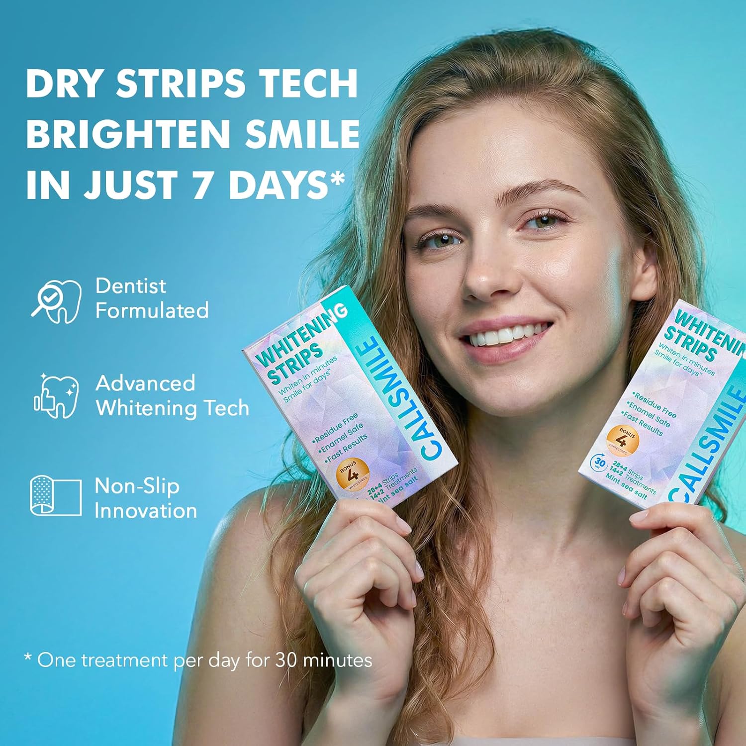 CALLSMILE_Whitening_Strips_for_Sensitive_Teeth:_16_Treatments_Gentle_Whitening_|_Enamel-Safe_|_Deep_Stains_Removal_|_Non-Slip_Dry_Strips_Daily_Oral_Care,_Mint_Sea_Salt