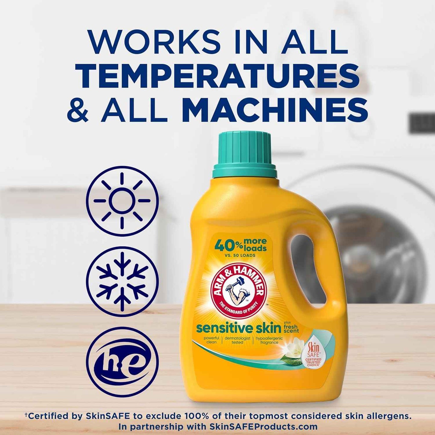 ARM & HAMMER Sensitive Skin Liquid Laundry Detergent, Fresh Scent