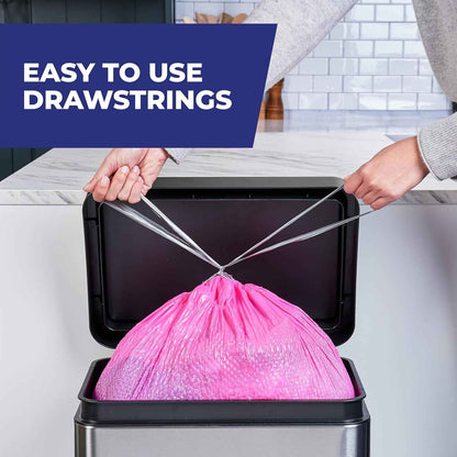 Hefty Ultra Strong 13 Gallon Trash Bags, Tall Kitchen Trash Bags 13 Gallon Size, Resist Leaks, Punctures, and Rips, Continuous Odor Control, Pink, Fabuloso Watermelon Scent, 110 Bags
