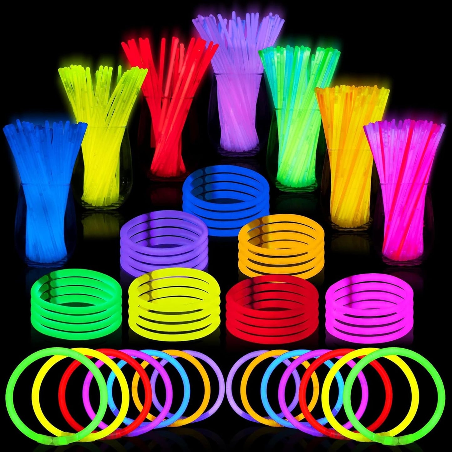 JOYIN_144_Pcs_8"_Glowsticks,_Halloween_Supplies_Pack,_Bracelets_Necklaces,_Glow_in_the_Dark_Party_Favors,_Easter,_Christmas,_Football_Party_Supplies