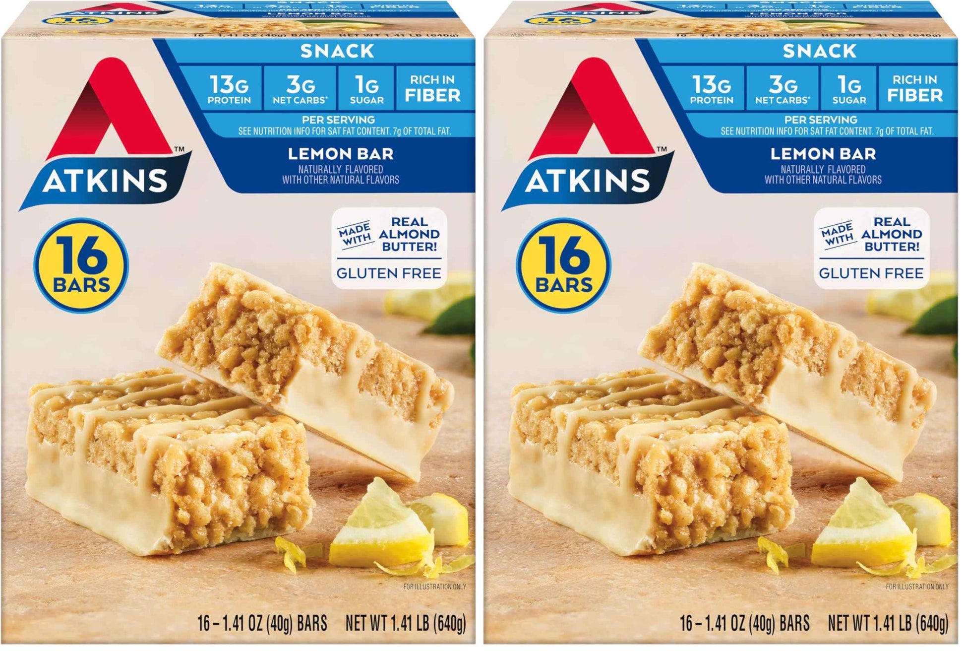 Atkins, High Protein Bar, Low Sugar and Low Carb, Keto Friendly Snack, Gluten Free, High in Fiber, Made with Real Almond Butter